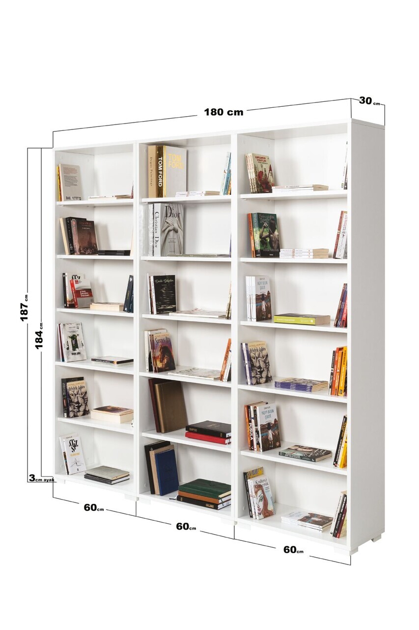 Corp biblioteca, Hanah Home, Evm 8324, 180x187x30 cm, PAL, Alb — imaginea 4