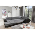 Coltar extensibil stanga 5 locuri ELTAP, Damario, 338x189x78 cm, lemn/poliester, gri inchis/gri deschis
