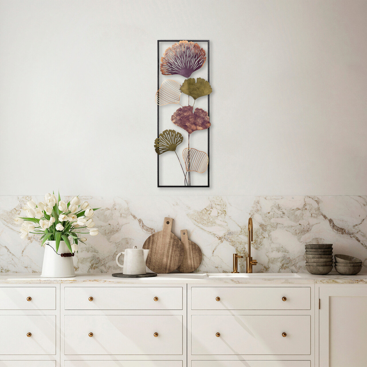 Decoratiune de perete, Fig, Metal, Dimensiune: 32 x 90 cm, Multicolor - 1 | YEO