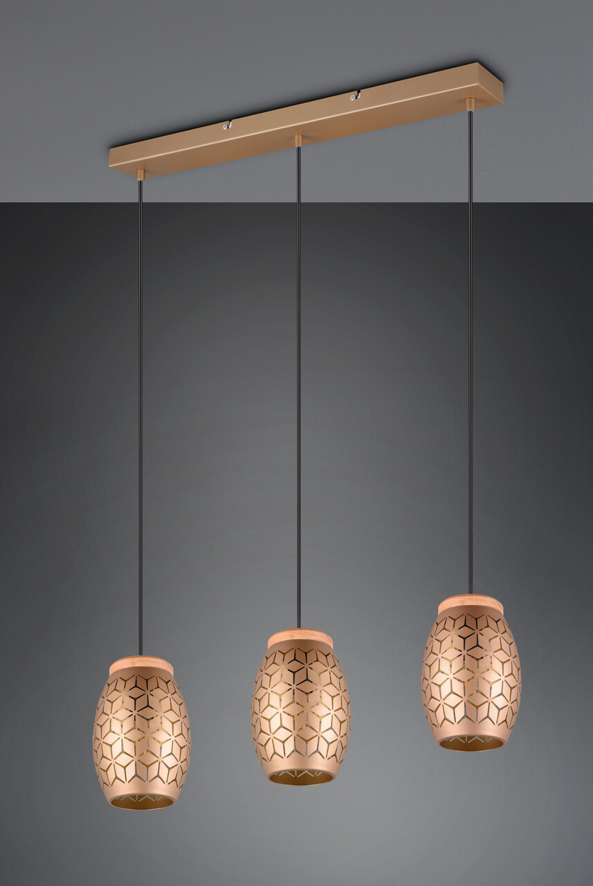 Lustra Bidar, RL, 71x15x150 cm, 28W, 3x E27, metal, aramiu