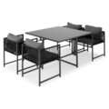 Set 4 scaune si masa dining, Reims, otel, negru/gri
