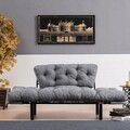 Canapea extensibila 2 locuri PWF-0018, Pakoworld, 155x73x85 cm, metal/textil, negru/gri