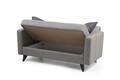 Canapea extensibilă cu 2 locuri, Misty, 730MST1105, Cadru: METAL/LEMN, Gri deschis