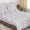 Lenjerie de pat King Size, Volatile, Homla, 3 piese, 200x220 cm, microfibra din bumbac, alb/gri