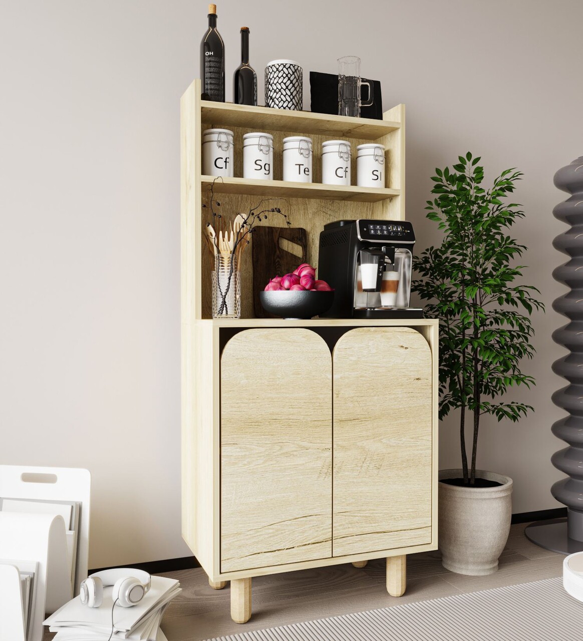 Dulap multifunctional, Hanah Home, Parma 2, 70x155x40 cm, PAL, Maro - view 2