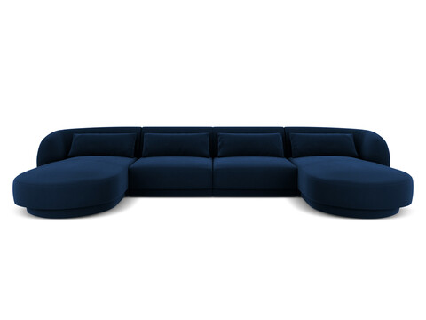 Coltar panoramic 5 locuri, Tulum, Cosmopolitan Design, 330x156x70 cm, catifea, albastru regal