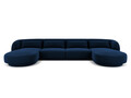 Coltar panoramic 5 locuri, Tulum, Cosmopolitan Design, 330x156x70 cm, catifea, albastru regal