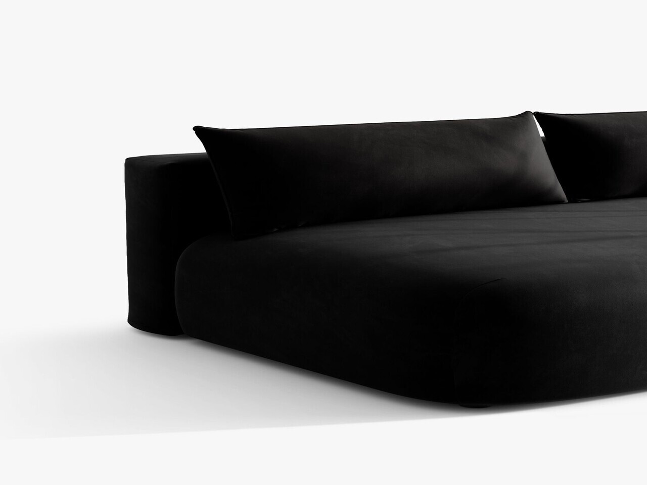Canapea extensibila 3 locuri, Hena, Micadoni Home, 205x112x85 cm, catifea, negru — imaginea 8