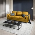 Canapea extensibila, Camellia, Mazzini Sofas, 3 locuri, cu lada de depozitare, 220x100x92 cm, catifea, galben