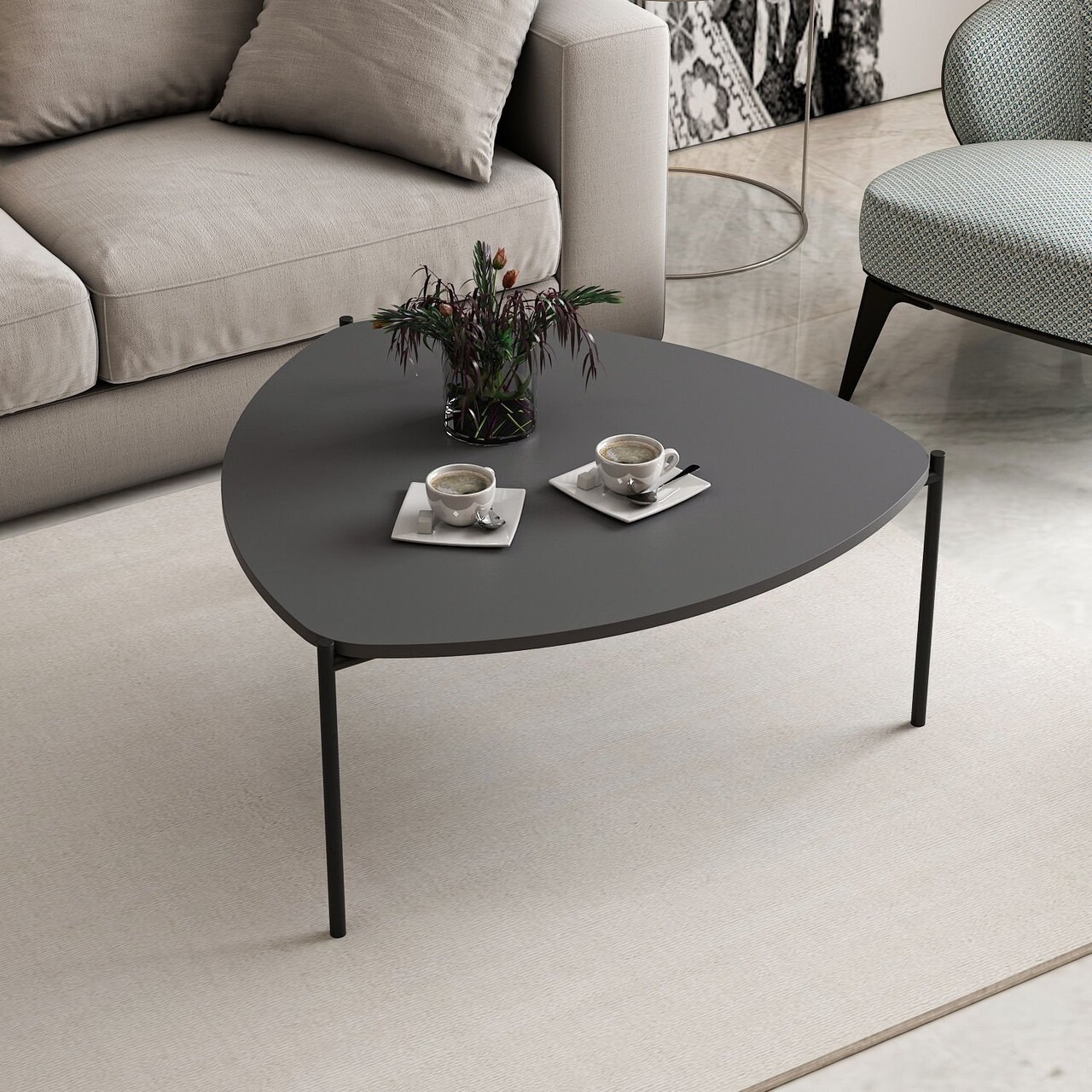 Masuta de cafea, Minerva, Lenny, 90x40x89 cm, PAL, Antracit - 2 | YEO