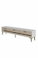 Comoda TV, Hanah Home, Ilay, 180x41x30 cm, White / Travertine / Gold