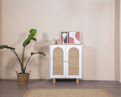 Bufet, Wolina, Bohem, 90x105x41 cm, MDF , Alb / Stejar