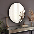 Oglinda decorativa, Neostill, Siyah Metal Çerçeve Yuvarlak Ayna A709, 60x60x2 cm, Metal, Negru