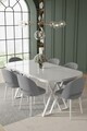 Set masa si scaune (7 piese), Hanah Home, Arvon, Alb/Gri
