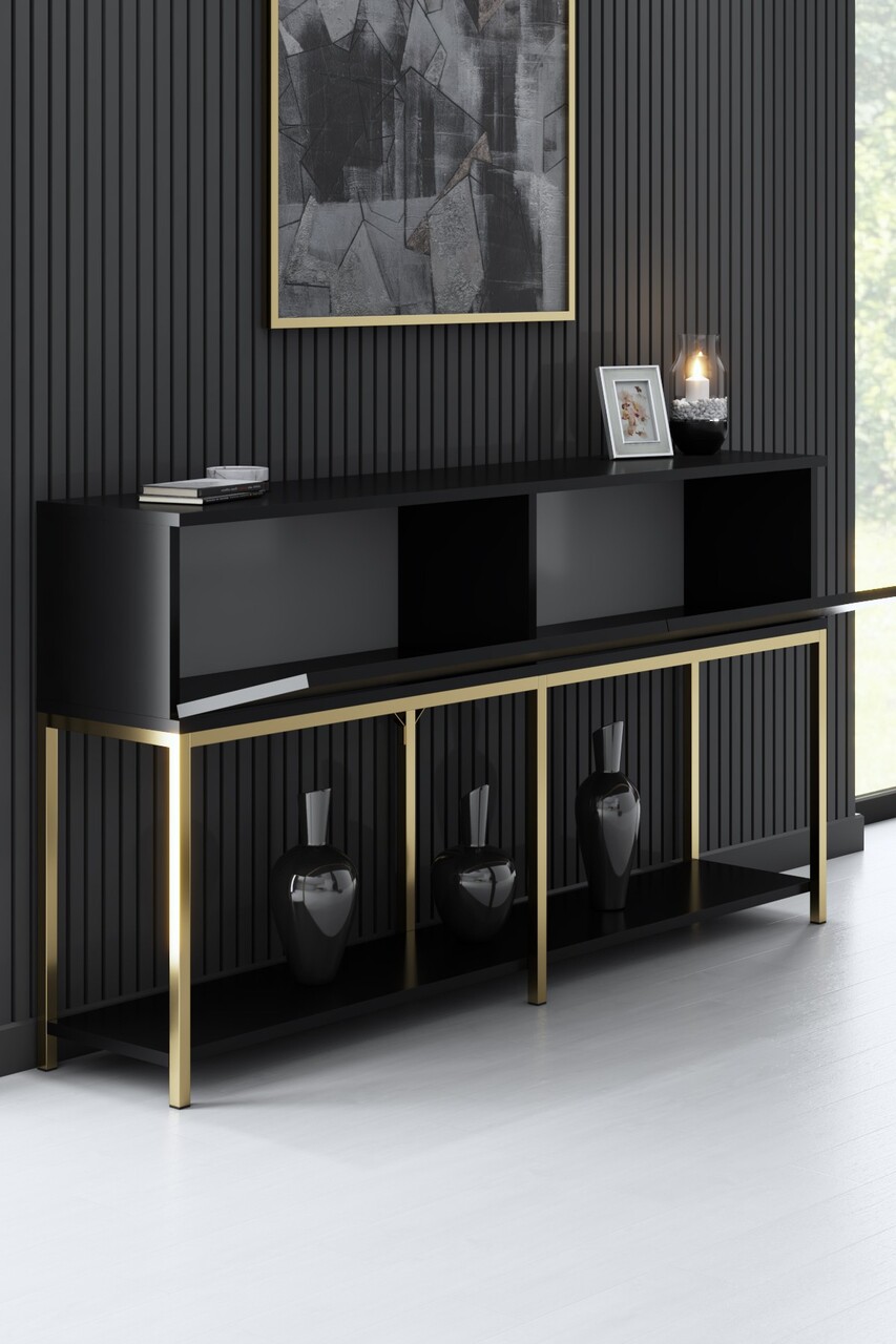 Consola, Bexley, Lord, 150x80x30 cm, PAL, Negru - 1 | YEO