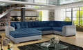 Coltar extensibil stanga 5 locuri ELTAP, Damario, 338x189x78 cm, lemn/poliester, albastru inchis/gri inchis