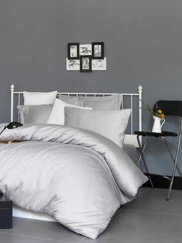 Lenjerie de pat dubla king size, Patik, 174PTK58204, 3 piese, bumbac satinat, gri deschis 174PTK58204