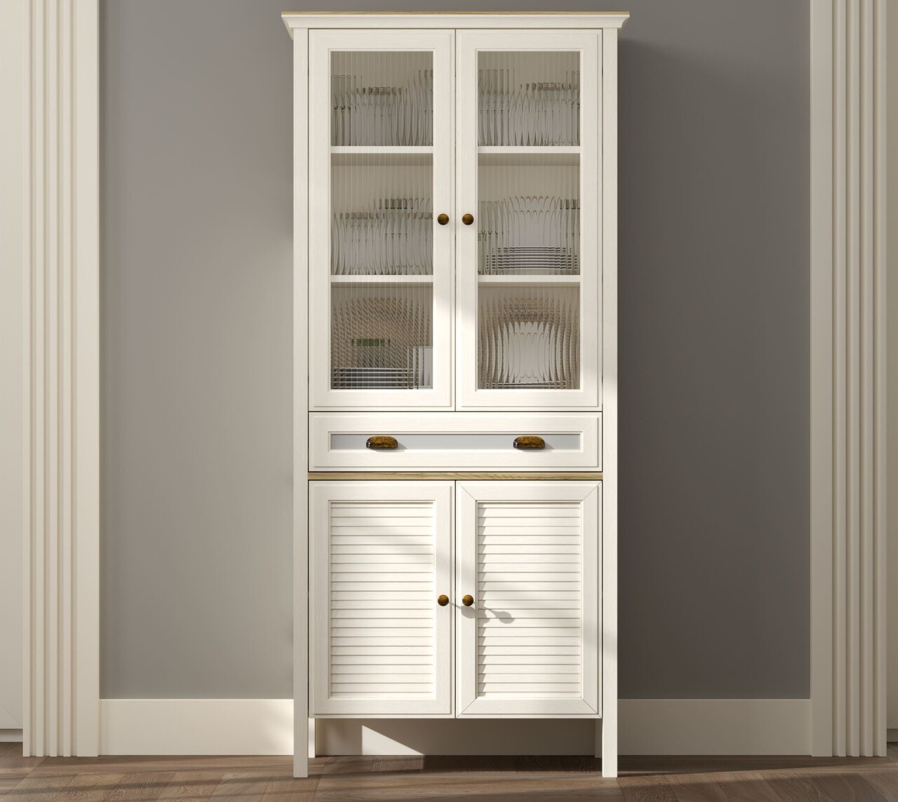 Dulap multifunctional, Hanah Home, FRN-21020, 88.4x194x44.2 cm, PAL, Crem / Stejar / Gri - view 2