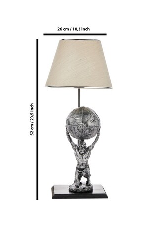 Lampa de masa, FullHouse, 390FLH1944, Baza din lemn, Argintiu / Bej