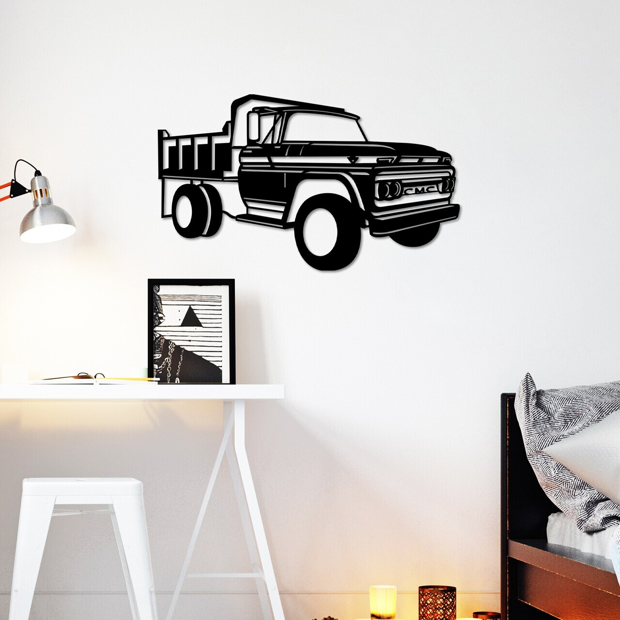Decoratiune de perete, GMC Truck 1962, Dimensiune: 60 x 35 cm , Negru — imaginea 2