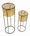 Set 2 suporturi pentru ghivece Coppia, Mauro Ferretti, 17x45 cm, fier, negru/auriu