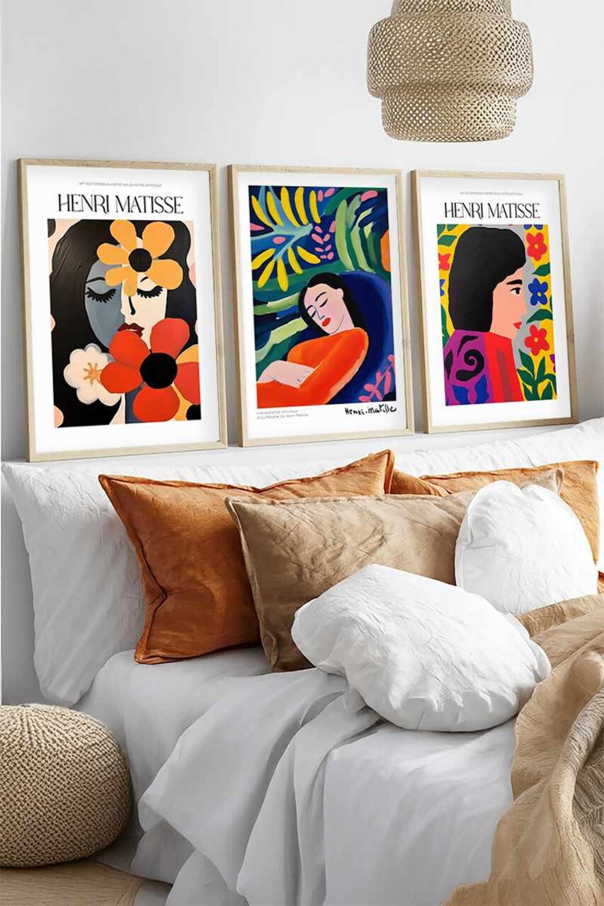 Set 3 tablouri decorative Huhu541 Cadru: 100% LEMN MASIV (Grosime: 2 cm) Multicolor