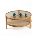 Masuta de cafea, Hanah Home, Golf 100, 100x48x100 cm, LEMN MASIV DE STEJAR, Travertin de stejar