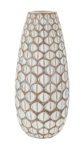 Vaza decorativa Tibet, Mauro Ferretti, 20x20x45.5 cm, polirasina, alb antic