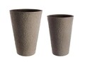 Set 2 ghivece pentru exterior Round High, Bizzotto, Ø50 x 70 cm, fibra de sticla si argila, natural