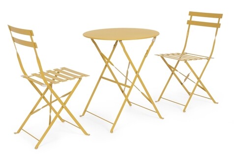 Set mobilier de gradina bistro 3 piese wissant, bizzotto, otel, finisaj mat, ocru