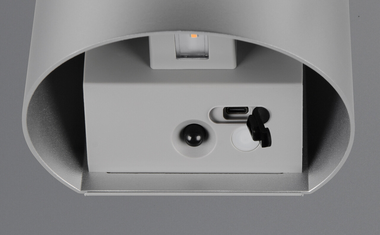 Aplica de perete rotunda pentru exterior Genie, RL NOW, 14x12x10 cm, 1W, 2x SMD, plastic, titaniu