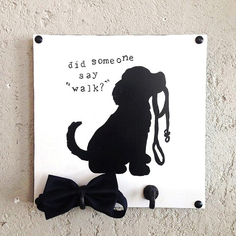 Suport pentru chei, Walk, 25x25x1.8 cm, Lemn , Alb negru La Moneta