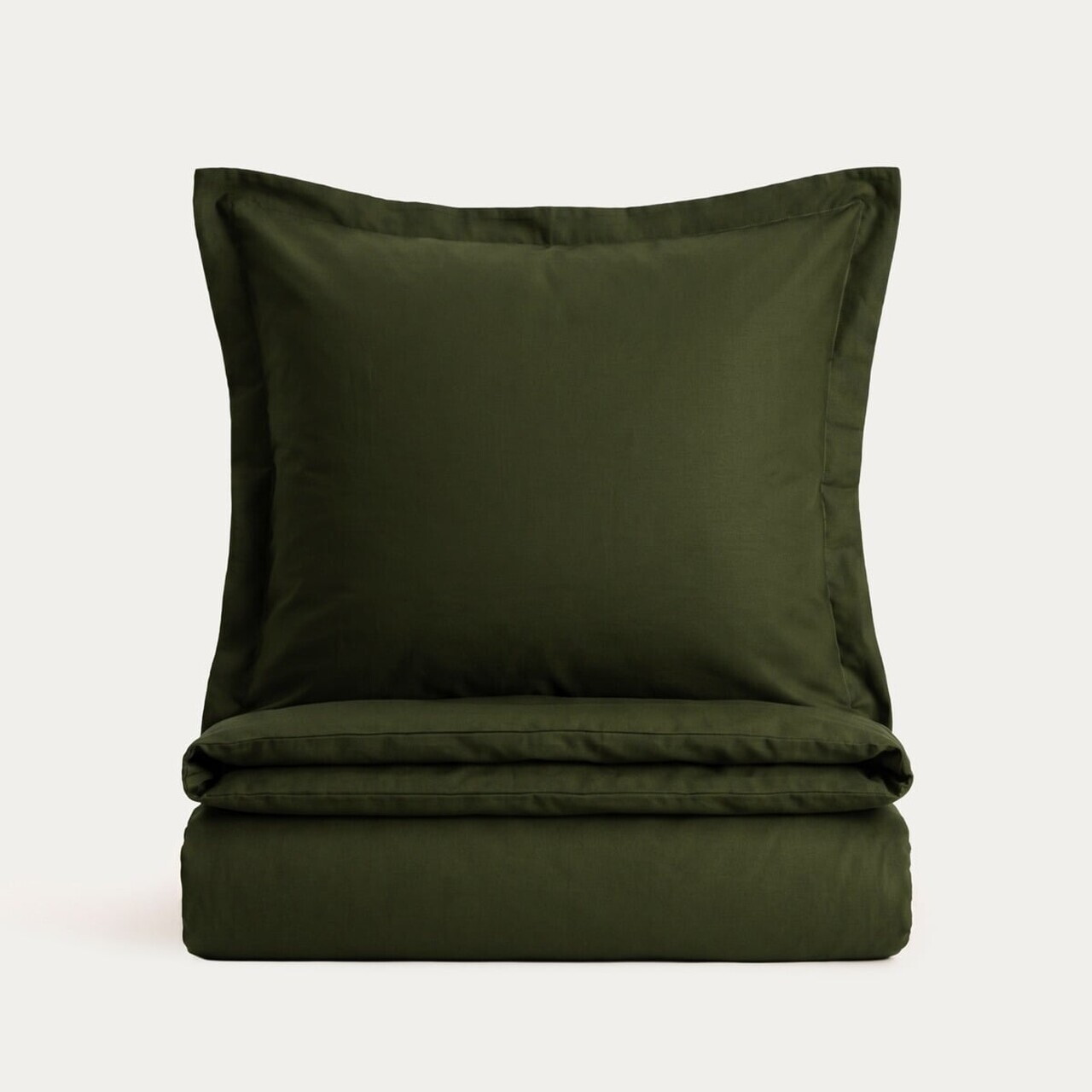 Lenjerie de pat pentru o persoana Milo, Homla, 140x200 cm, 2 piese, bumbac satinat, verde olive