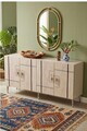Consola, Hanah Home, Ilay 150, 150x75x32 cm, White / Travertine / Silver