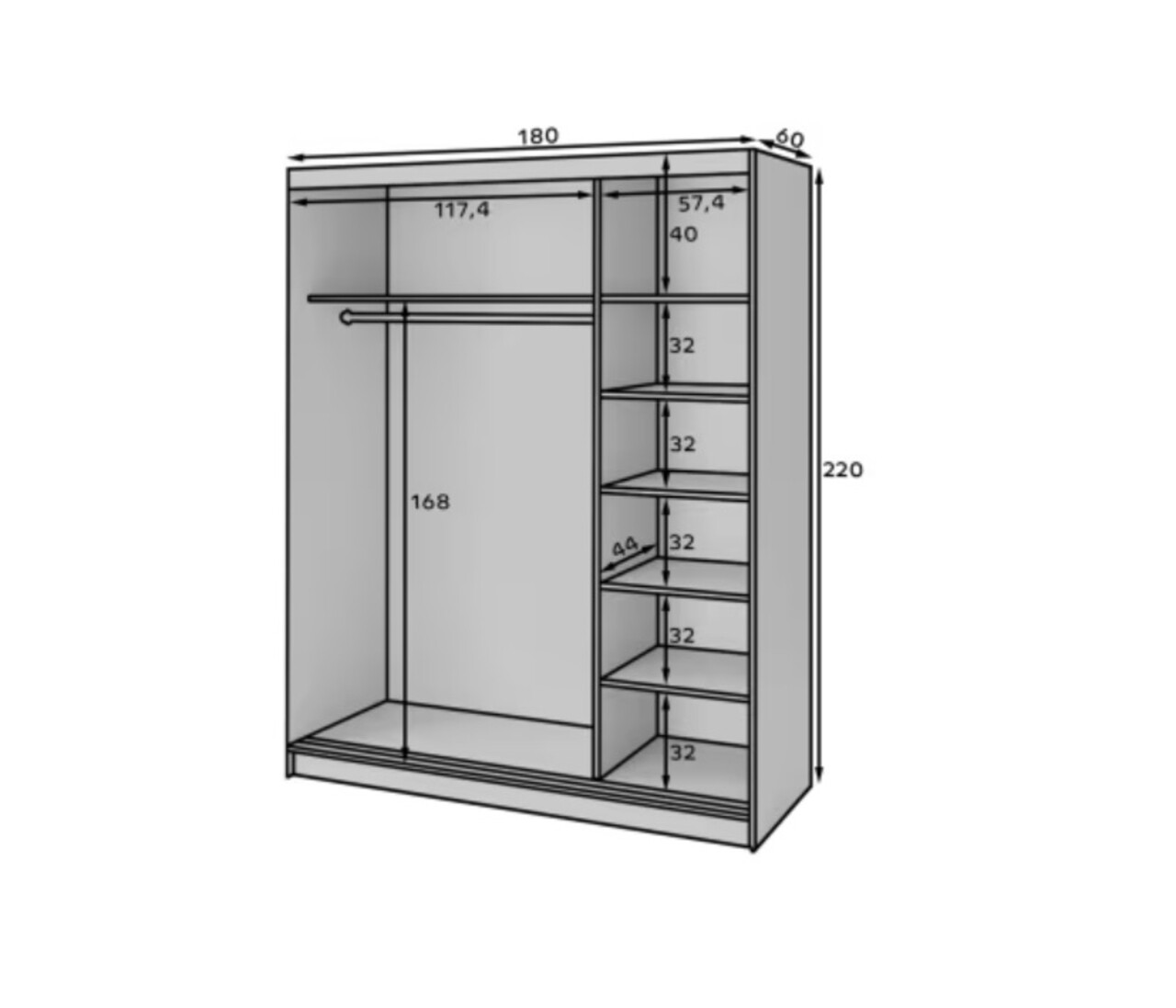 Dulap pentru haine cu oglinda ELTAP, Biancco III, 180x60x220 cm, MDF, alb
