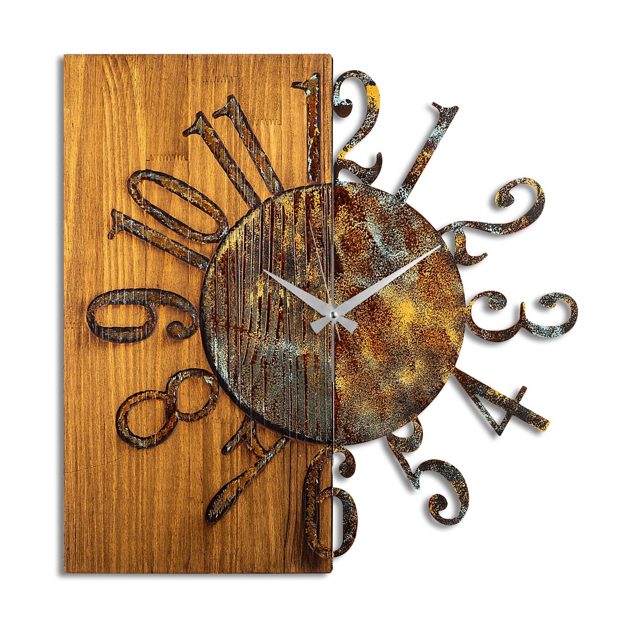Ceas de perete, Wooden Clock 7-A, Lățime: 58 cm Înălțime: 58 cm Adâncime: 3 cm, Multicolor - view 7