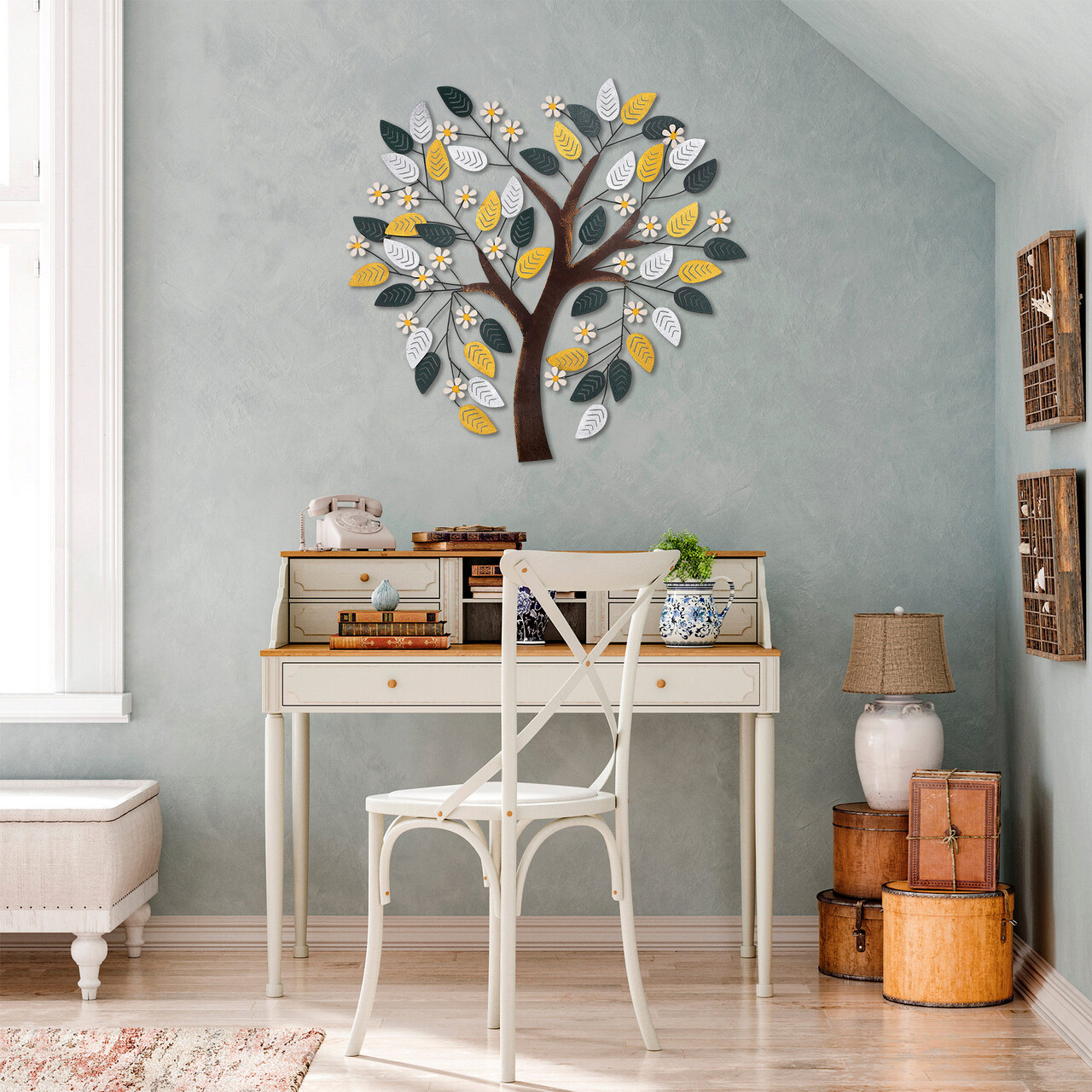 Decoratiune de perete, Kalp Ağaç, Metal, Dimensiune: 107 x 101 cm, Multicolor - 2 | YEO