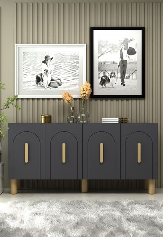 Consola, Hanah Home, Yosun, 150x75x35 cm, PAL , Stejar antracit / safir