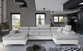 Coltar extensibil dreapta 5 locuri ELTAP, Edr-55, Eduardo, 337x205x88 cm, lemn/poliester, gri deschis/alb