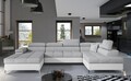 Coltar extensibil dreapta 5 locuri ELTAP, Edr-55, Eduardo, 337x205x88 cm, lemn/poliester, gri deschis/alb