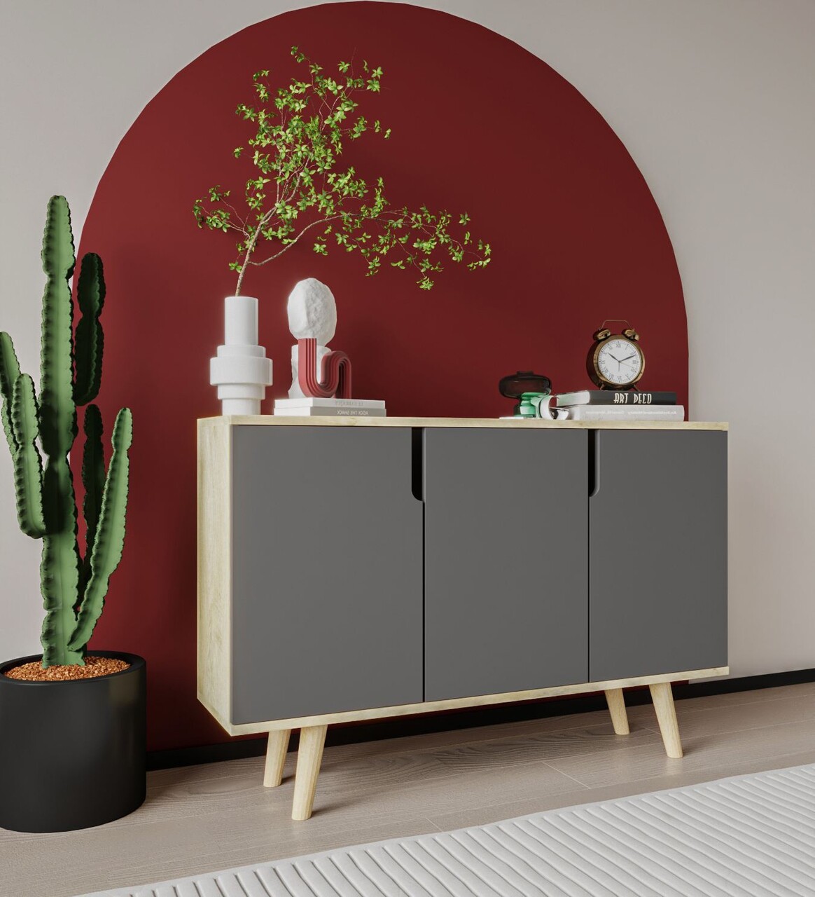 Consola, Hanah Home, Verona 120, 120x80x30 cm, PAL, Stejar safir / Antracit - imagine 2
