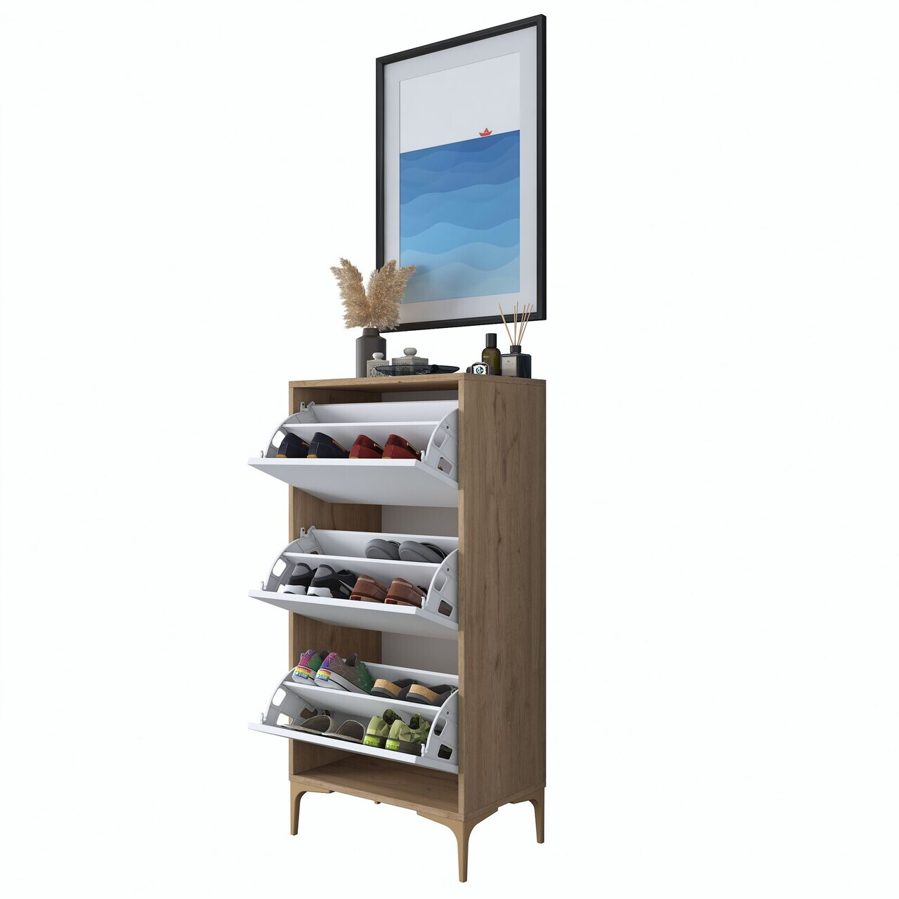 Pantofar, Hanah Home, EB116, 60x125x37.5 cm, PAL melaminat, Nuc/Alb - view 9