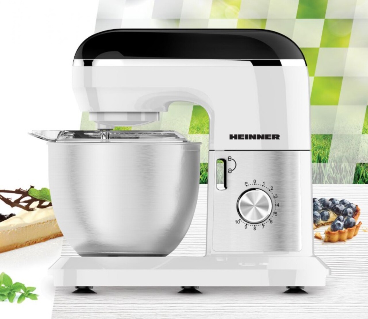Mixer planetar Heinner, 1000W, 6L, alb/negru