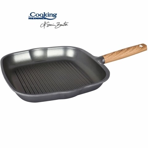 Tigaie grill Cooking by Heinner, 28 x 4.5 cm,  aluminiu turnat, negru