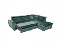 Coltar extensibil cu sezlong dreapta, 3 tetiere si lada, Barbie, 255 x 225 x 80/96 cm, verde