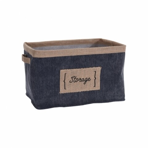 Cos depozitare Storage, 32x25x20 cm, panza/iuta, gri/bej