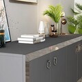 Consola, Olivia, Ponny, 150x40x79 cm, PAL , Antracit / Argintiu
