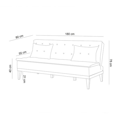 Set canapea extensibilă, Unique Design, 867UNQ1605, Lemn de carpen, Gri inchis