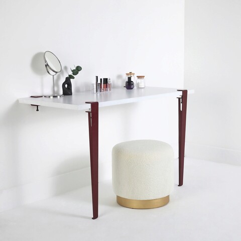 Masa de toaleta / machiaj, Logg, Thetis, 90x75x45 cm, Alb / Burgundia 90x75x45 imagine 2022