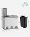 Cos de gunoi colectare selectiva / cos de reciclare 3 in 1, cu pedala, 3 x 8 L, otel/plastic, alb/gri
